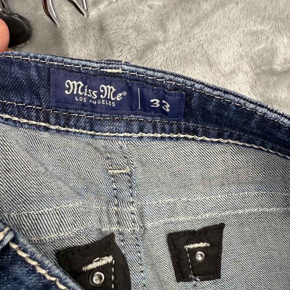 Miss Me Mid Rise Skinny Jeans Womens 33 Blue Embroidered Flap Pocket M9226S - Picture 3 of 16